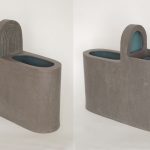 Anthrazitfarbene Masse, Steinzeug bei 1240°C, innen glasiert, 43 cm hoch Sibylle Ritter holy-water-2 ( Arbeitstitel)